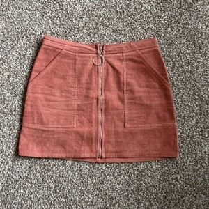 Blush pink zip up corduroy skirt size small